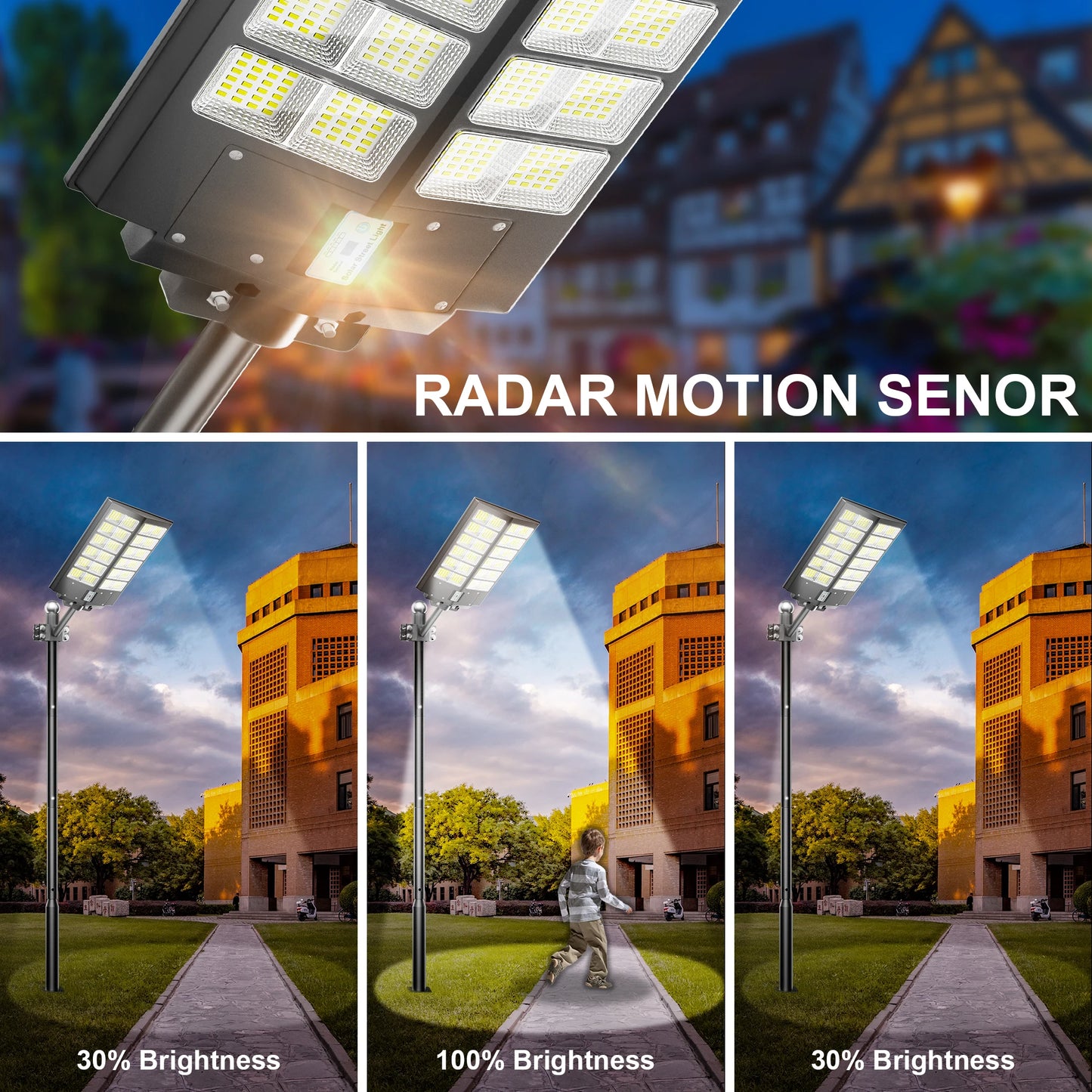 6000-Watt Waterproof Solar Street Lights With Motion Sensor