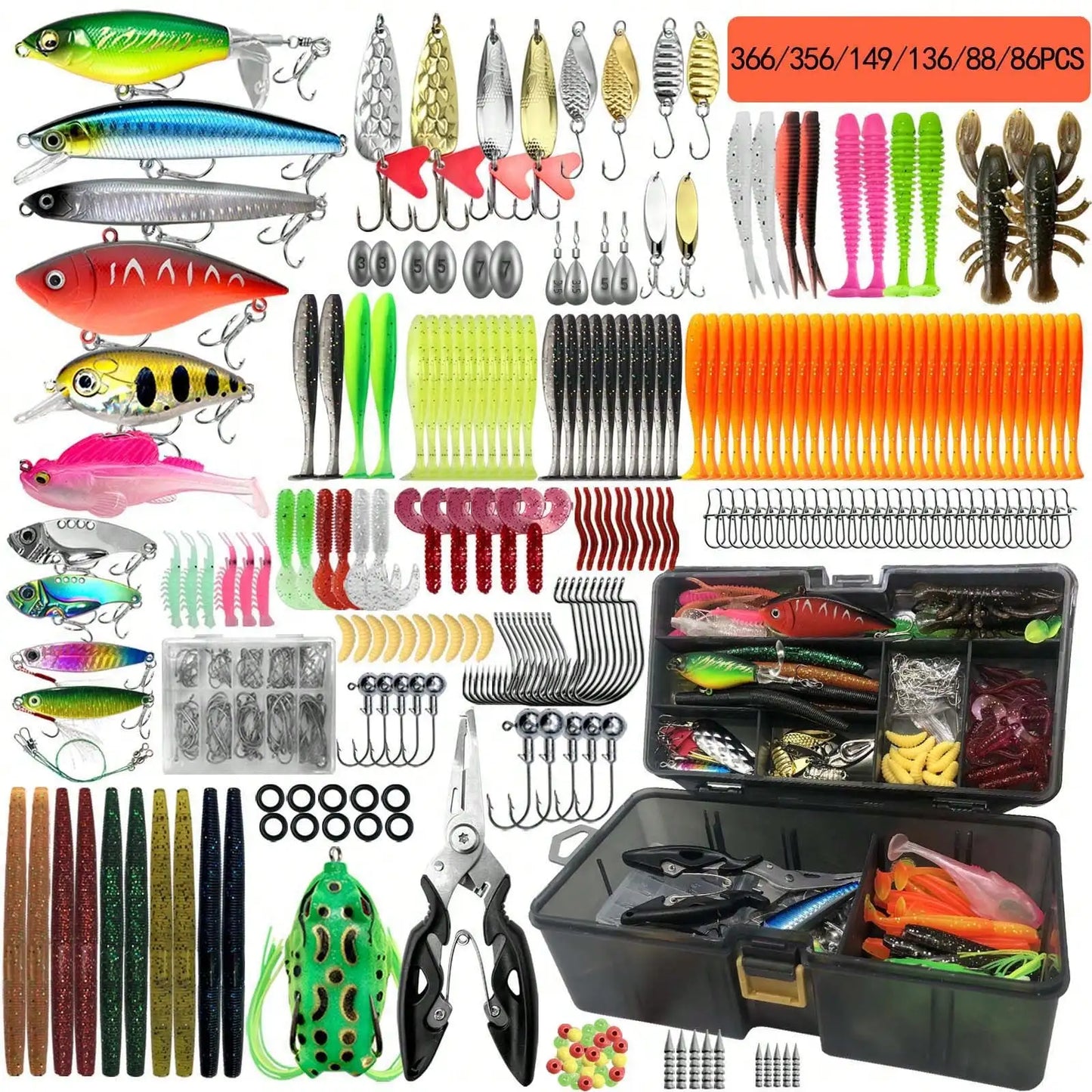 Multi Bait Fishing Tackle Set With Multi Layer Storage Tackle Box All Water