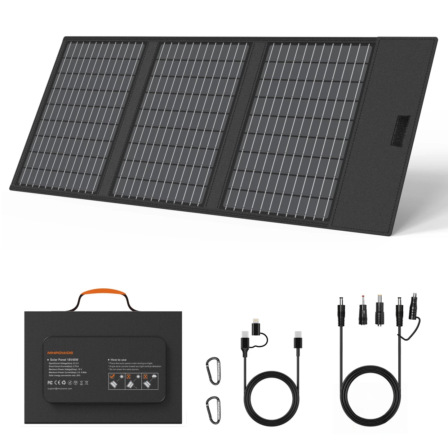 MHPOWOS Solar Battery Charger for Powerbank USB C Foldable Panel