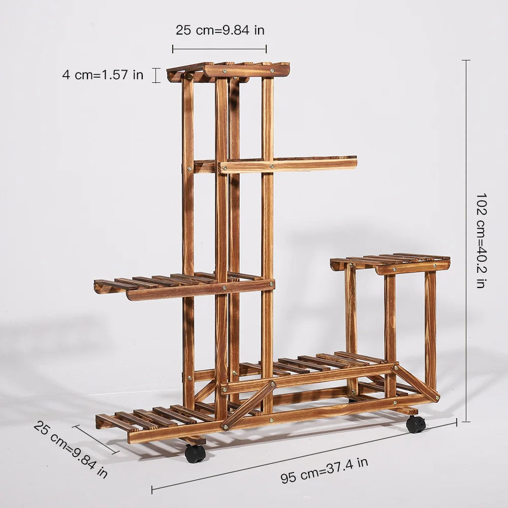 6 Tier Wood Plant Stand Plant Holder Display Rack Ladder Storage Rack Plant Shelf for Living Room Balcony Garden Patio