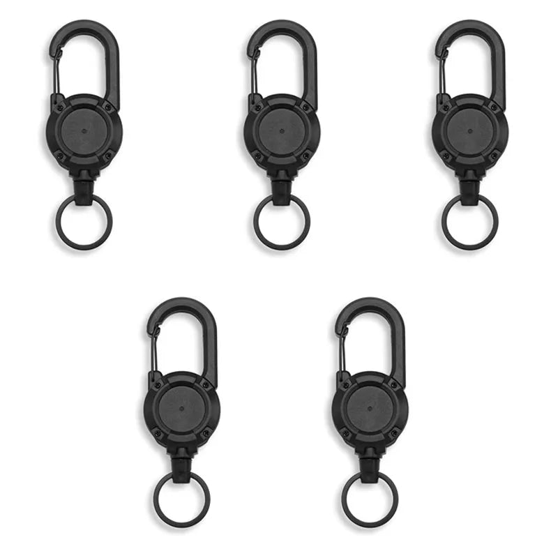 Retractable Heavy Duty Carabiner With Steel Wire Rope Buckle Keyring