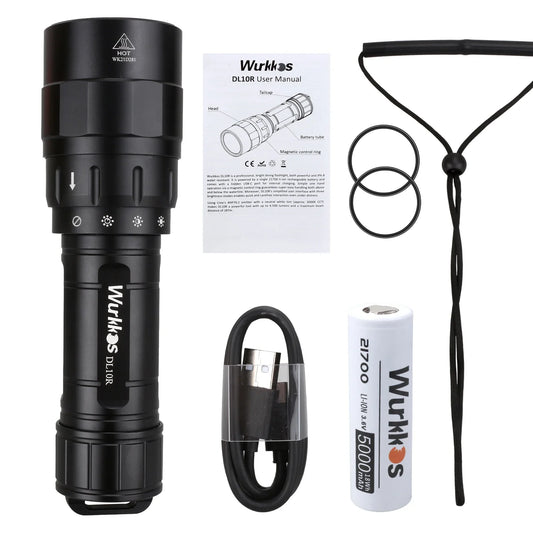 Wurkkos DL10R XHP70.2 Scuba Diving Torch 4500lm USB-C Rechargeable