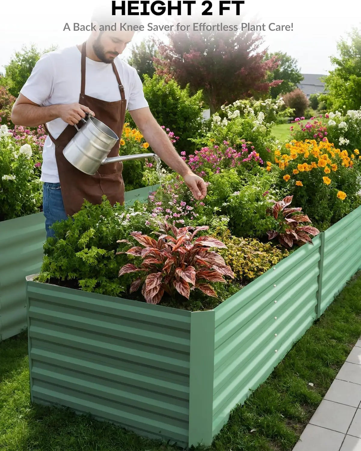 HiMISS Galvanized Steel Raised Garden Bed Planter Box For Outdoor Plants
