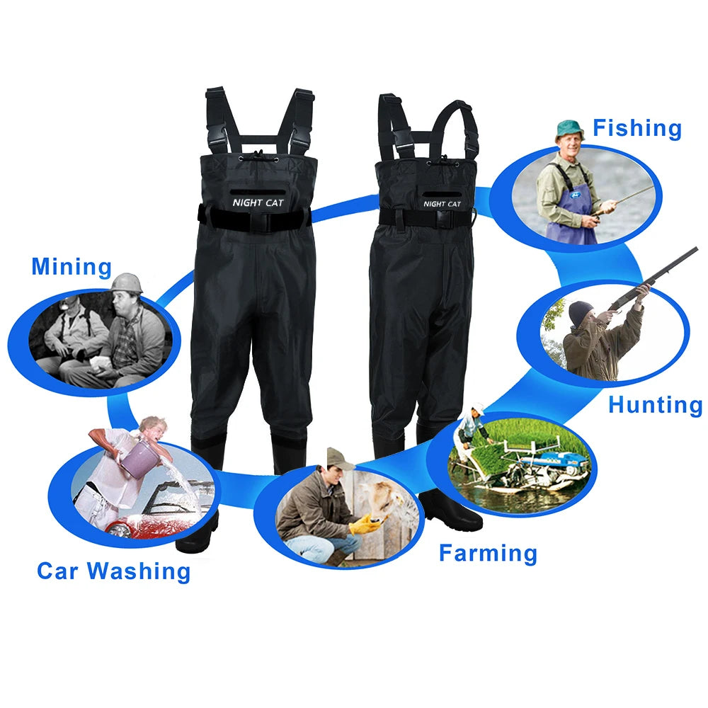 Men's Breathable Nylon Chest Waders for Fishing and Hunting