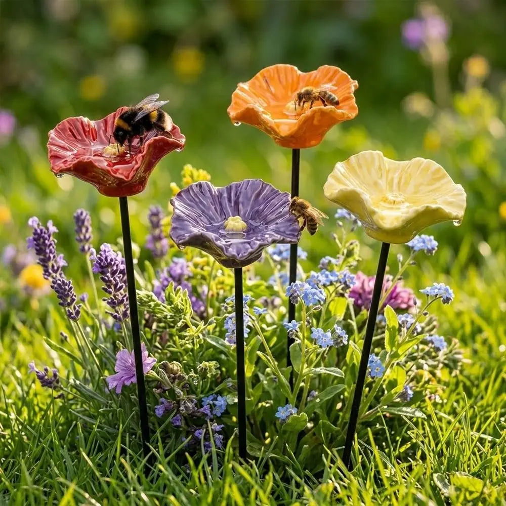 Resin Bee Water Feeder Drinking Fountain Holder Watering Station