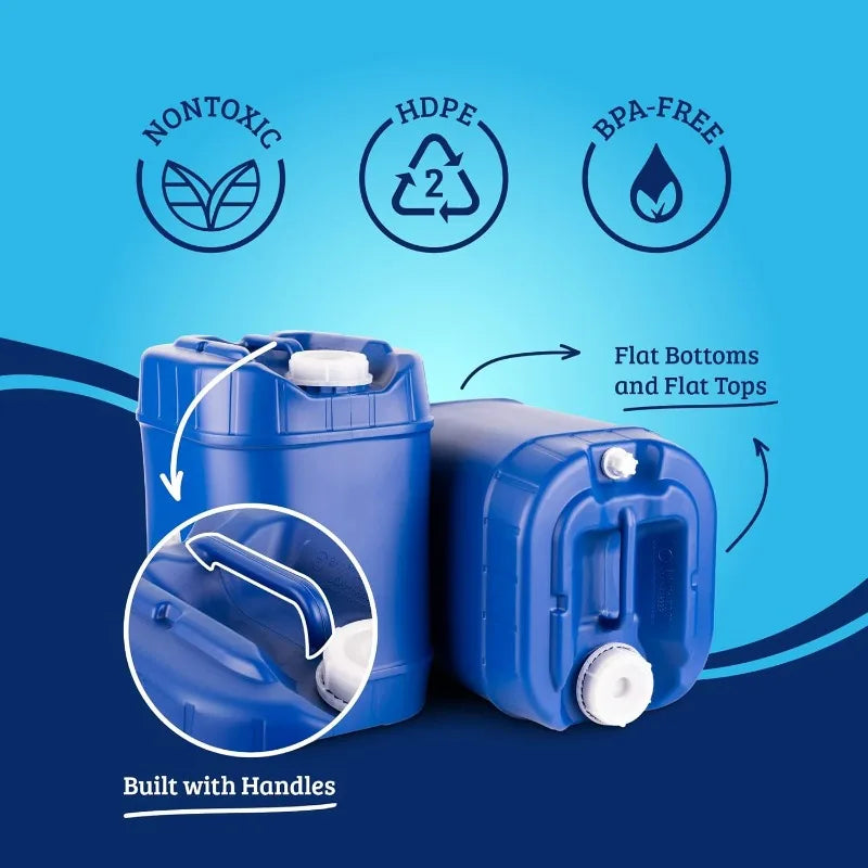 Stackable 5 Gallon Water Storage Containers For Emergency Preparedness