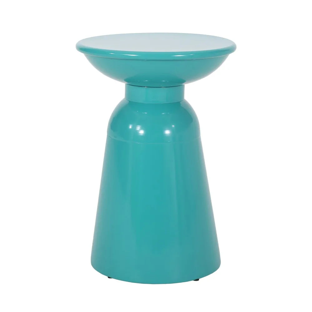 Metal End Tables Set of Two Outdoor Modern Pedestal Design