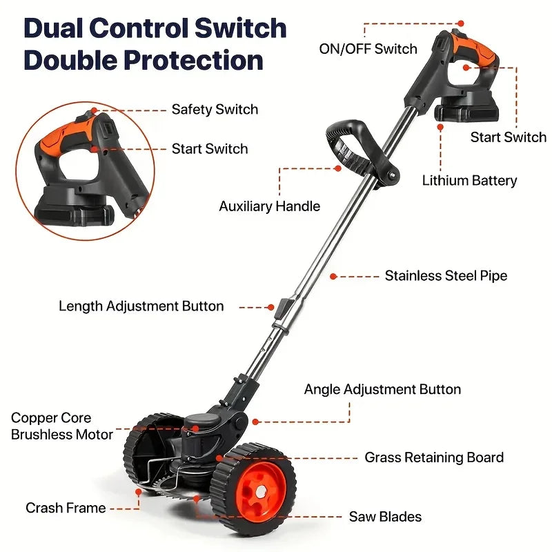 Wireless Portable Weed Trimmer Edger With Dual Lithium Batteries