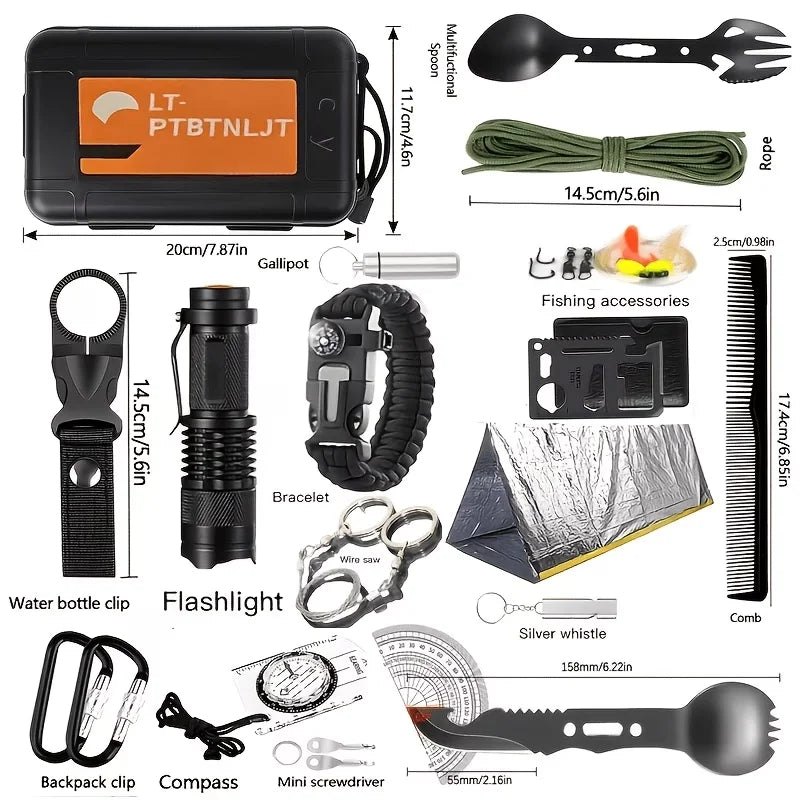 Men's Ultimate Survival Kit 12-115 Piece Emergency Gear For Camping