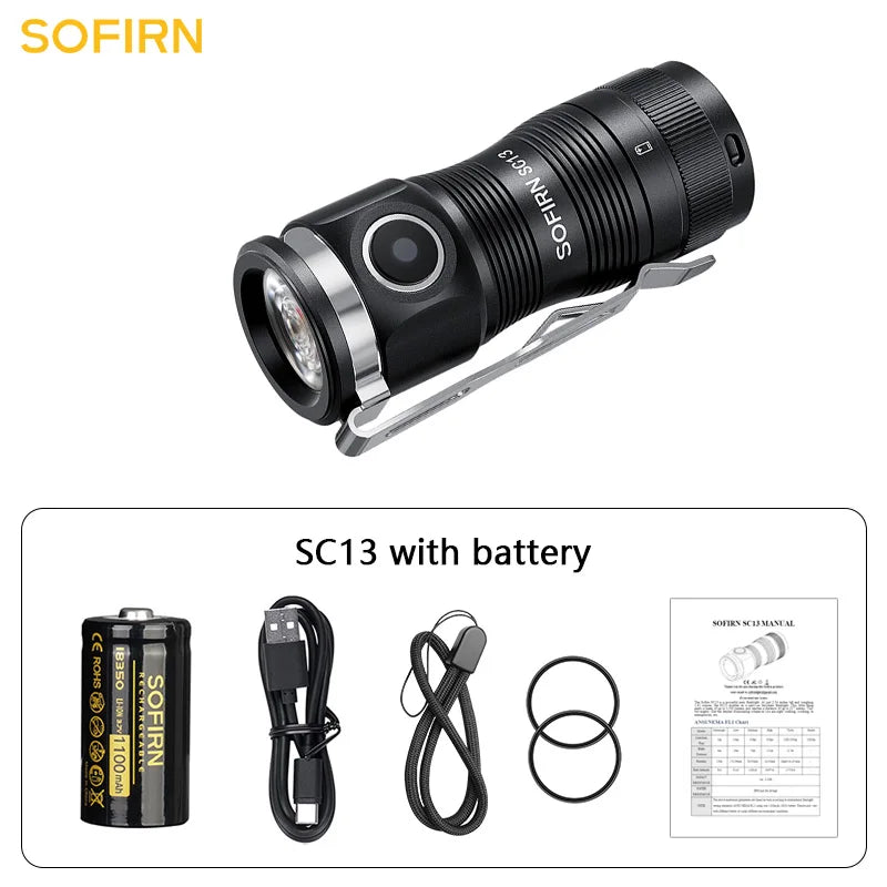 Sofirn SC13 SST40 LED Rechargeable Flashlight 1300lm Tactical