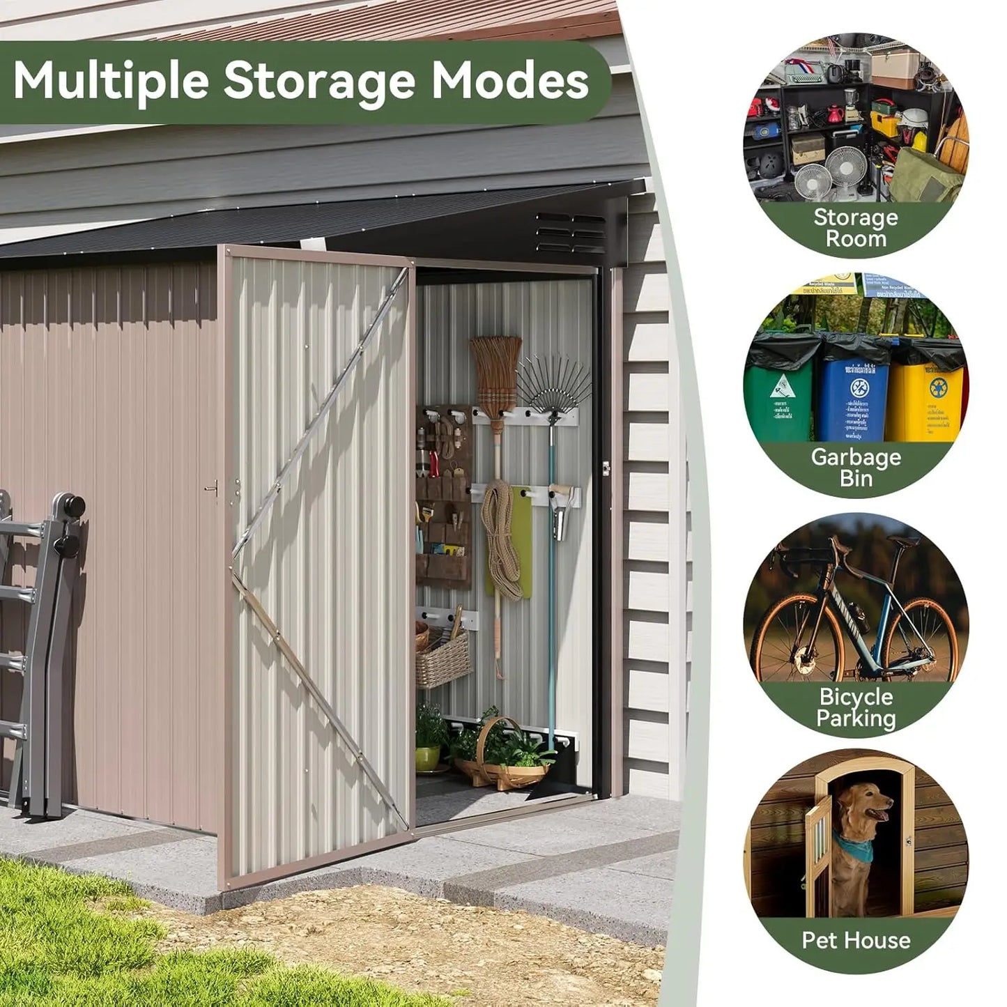 Steel Lean-to Shed With Lock And Waterproof Design