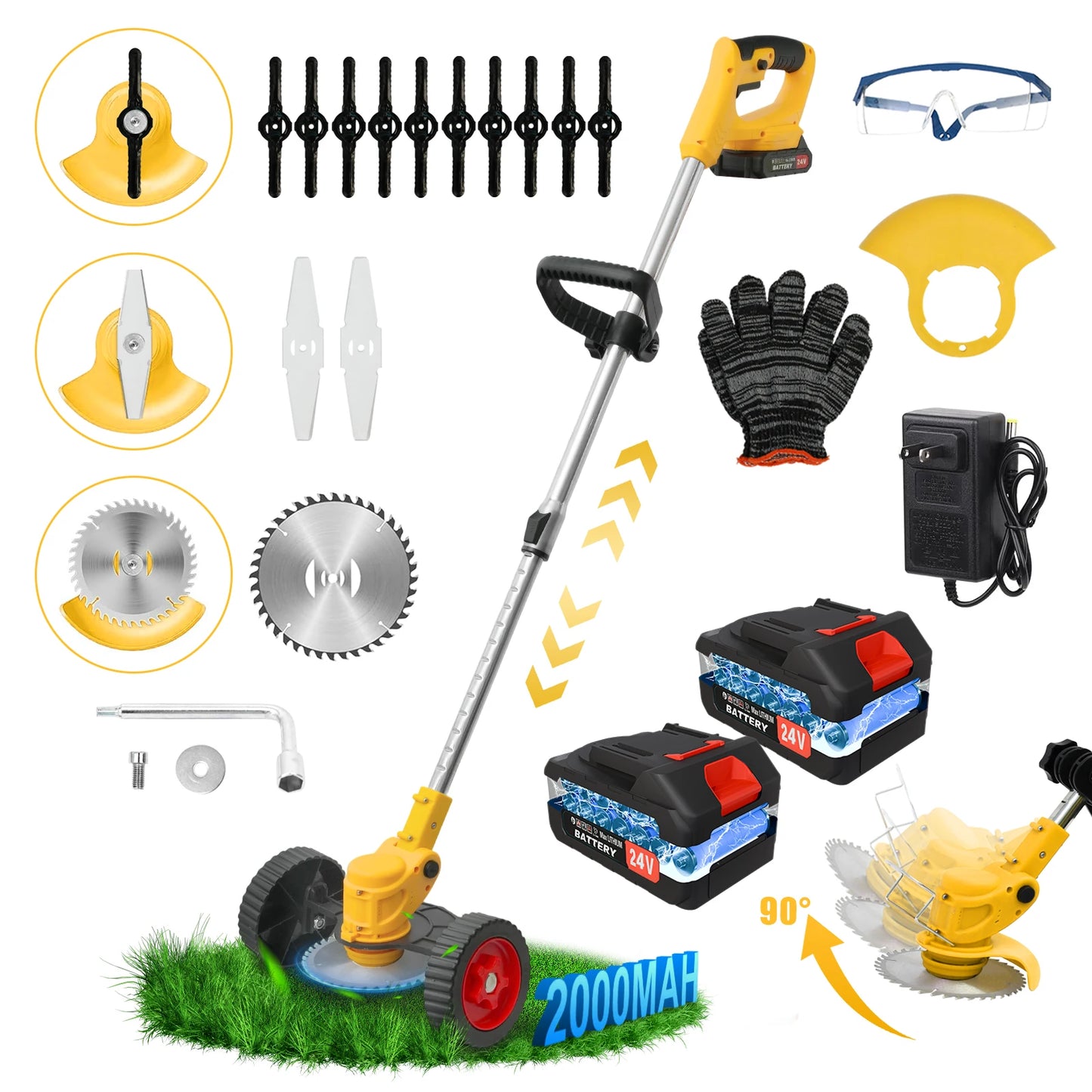 Cordless Grass Trimmer 21V 2in1 Brush Cutter Lawn Garden