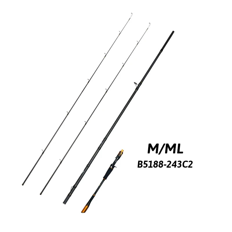 BIUTIFU Spinning Casting Fuji Guide 2 Section Carbon Baitcasting Rod 7 To 80g