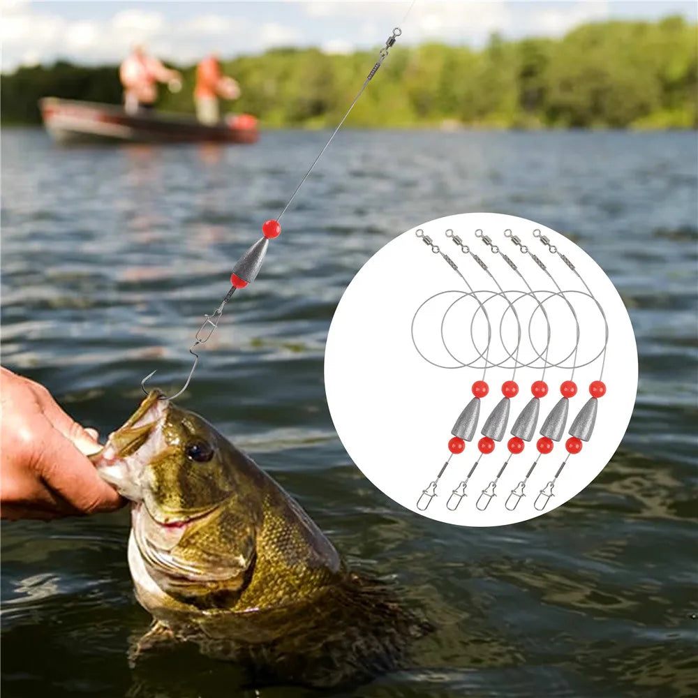 Texas Rig Fishing Weights Set Pre Tied Leaders 5 Pcs Carolina Rig