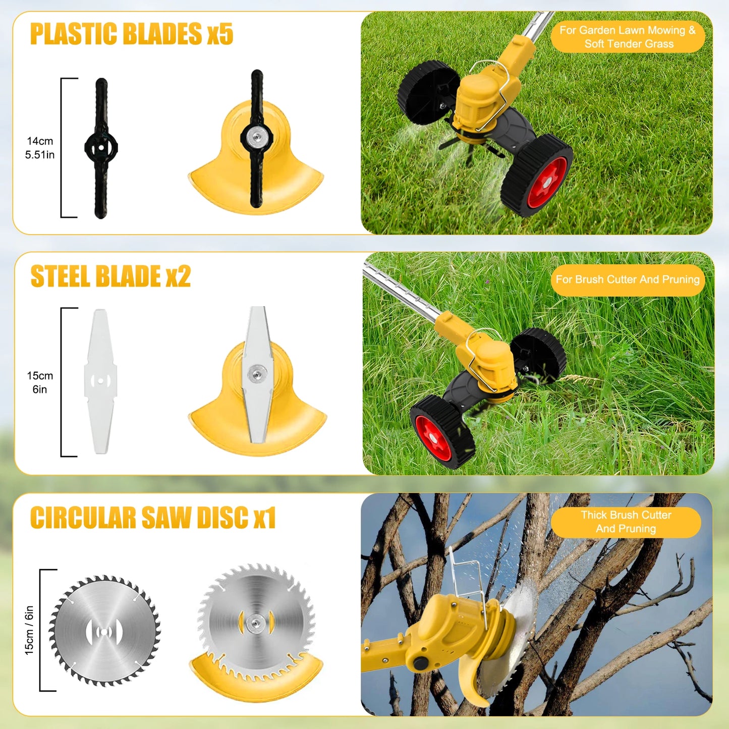 Cordless Grass Trimmer 21V 2in1 Brush Cutter Lawn Garden