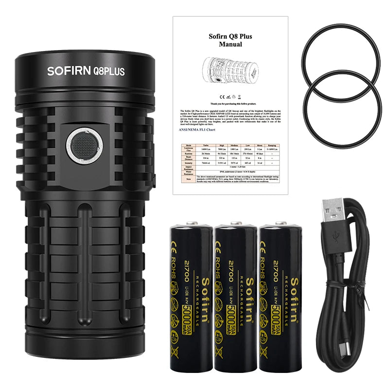 Sofirn Q8 Plus 16000lm Anduril 2 Flashlight USB C 21700