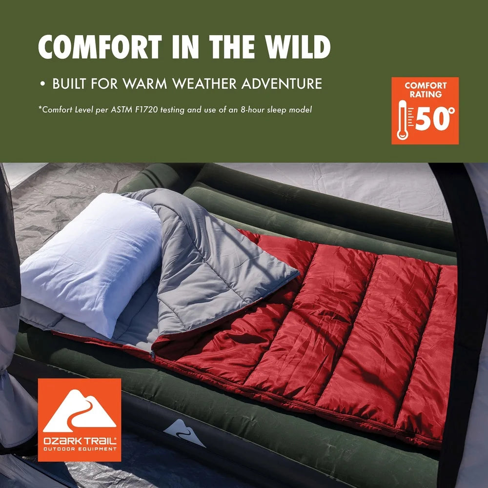 50F Warm Weather Sleeping Bag Lightweight Insulated Polyester For Camping