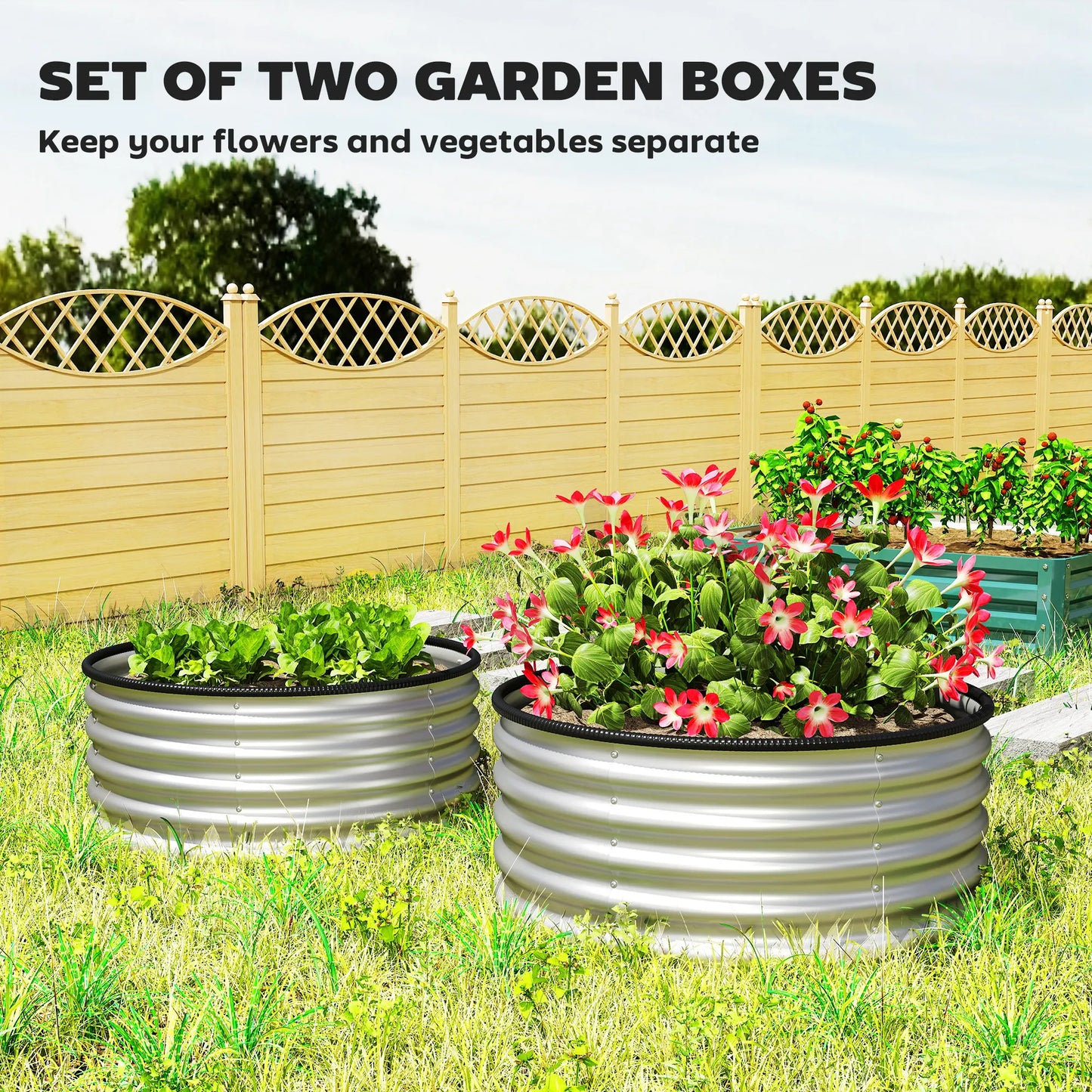 Raised Garden Bed Galvanized Planter Boxes Set of 2