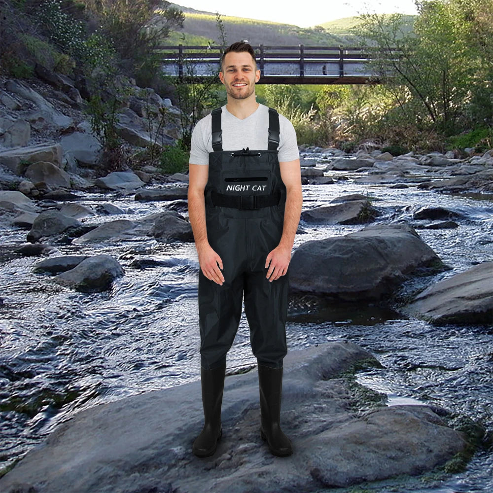 Men's Breathable Nylon Chest Waders for Fishing and Hunting