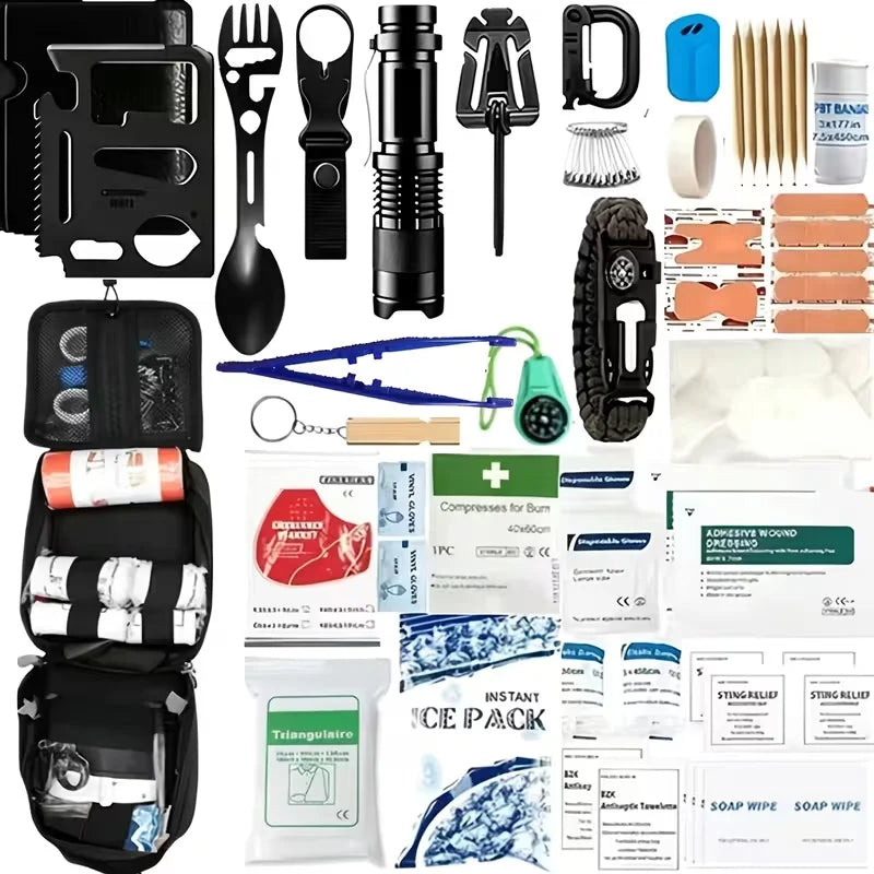 Emergency Survival Gear Backpack with MOLLE Pouches First Aid Kit