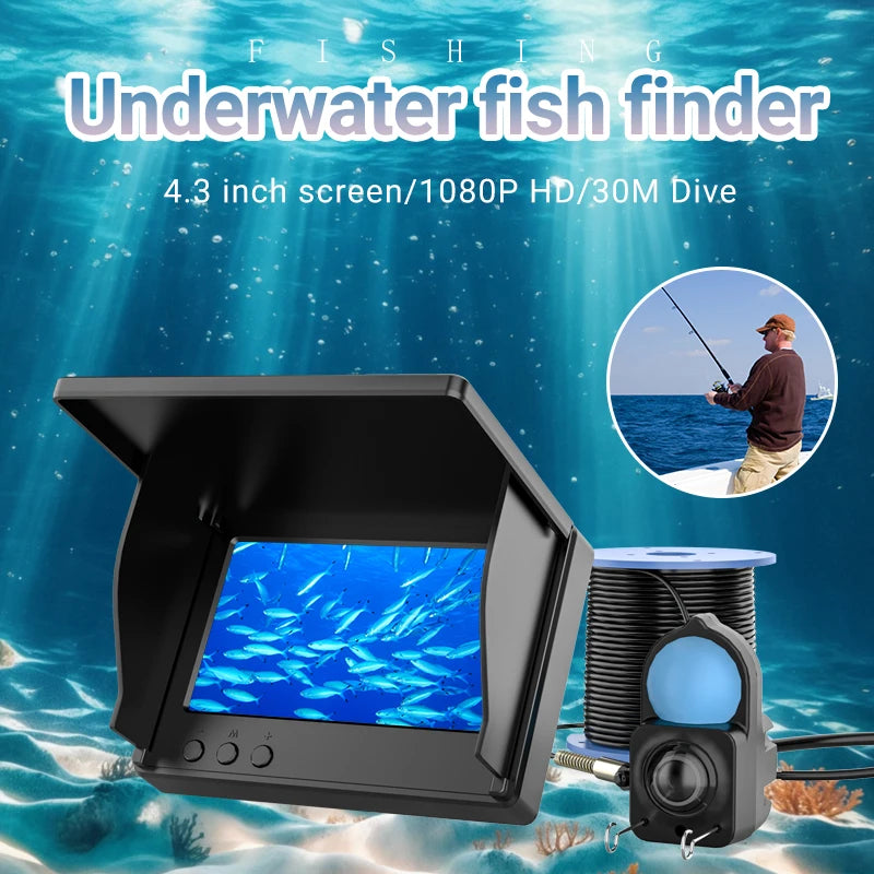 IP68 Waterproof Underwater Fishing Camera With Monitor Portable Fish Finder With Night Vision & Depth Finder HD Ice Lake Sea Boat Fishing Sonar Camera For Anglers Men