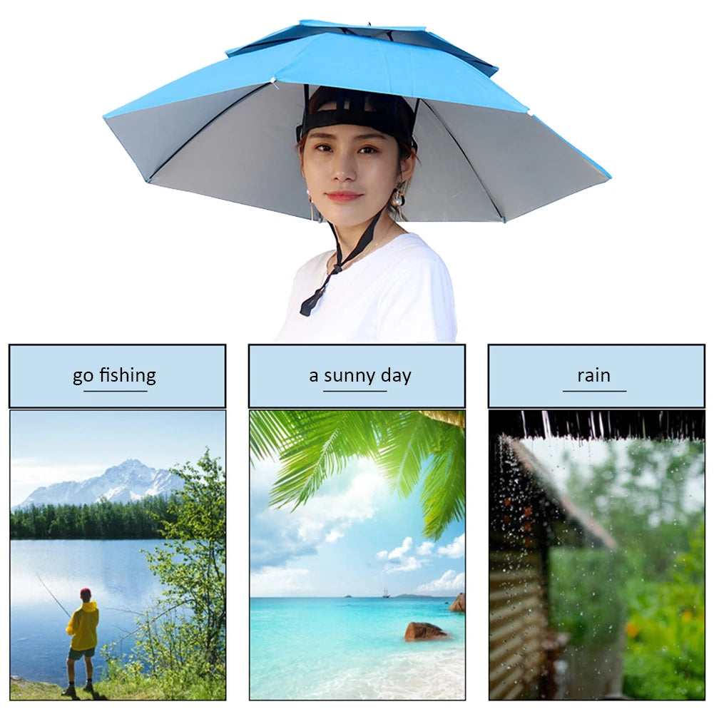Shunmaii Portable Foldable Fishing Sunshade Umbrella Hat UV Protection