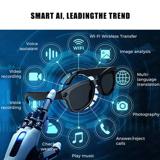 SENBONO Smart Glasses AI Translator 8MP 4K Camera Video Capture