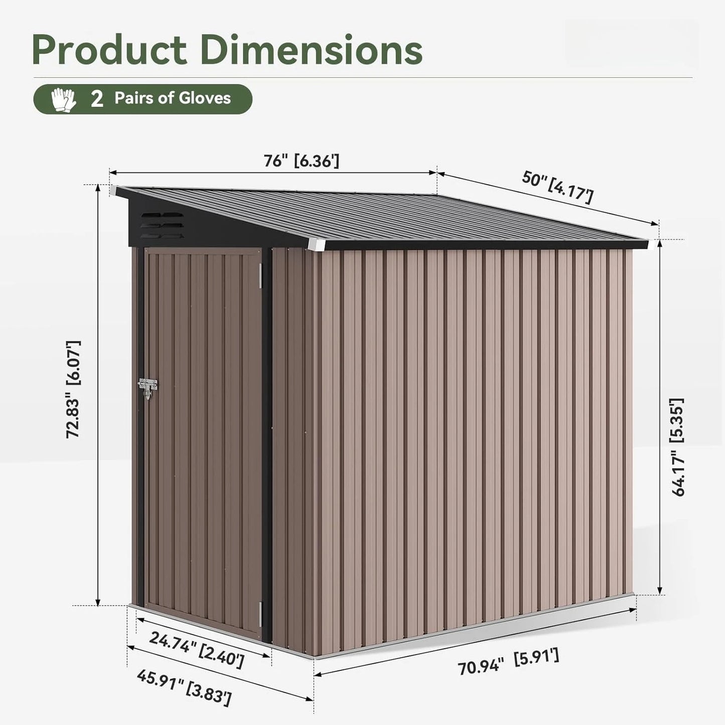 Steel Lean-to Shed With Lock And Waterproof Design