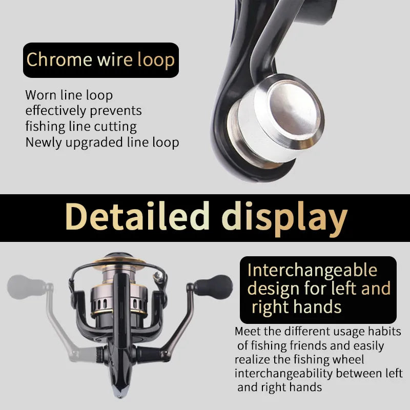 Two-Hand Rotating Fishing Reel He1000-7000 Series 5to1 Gear