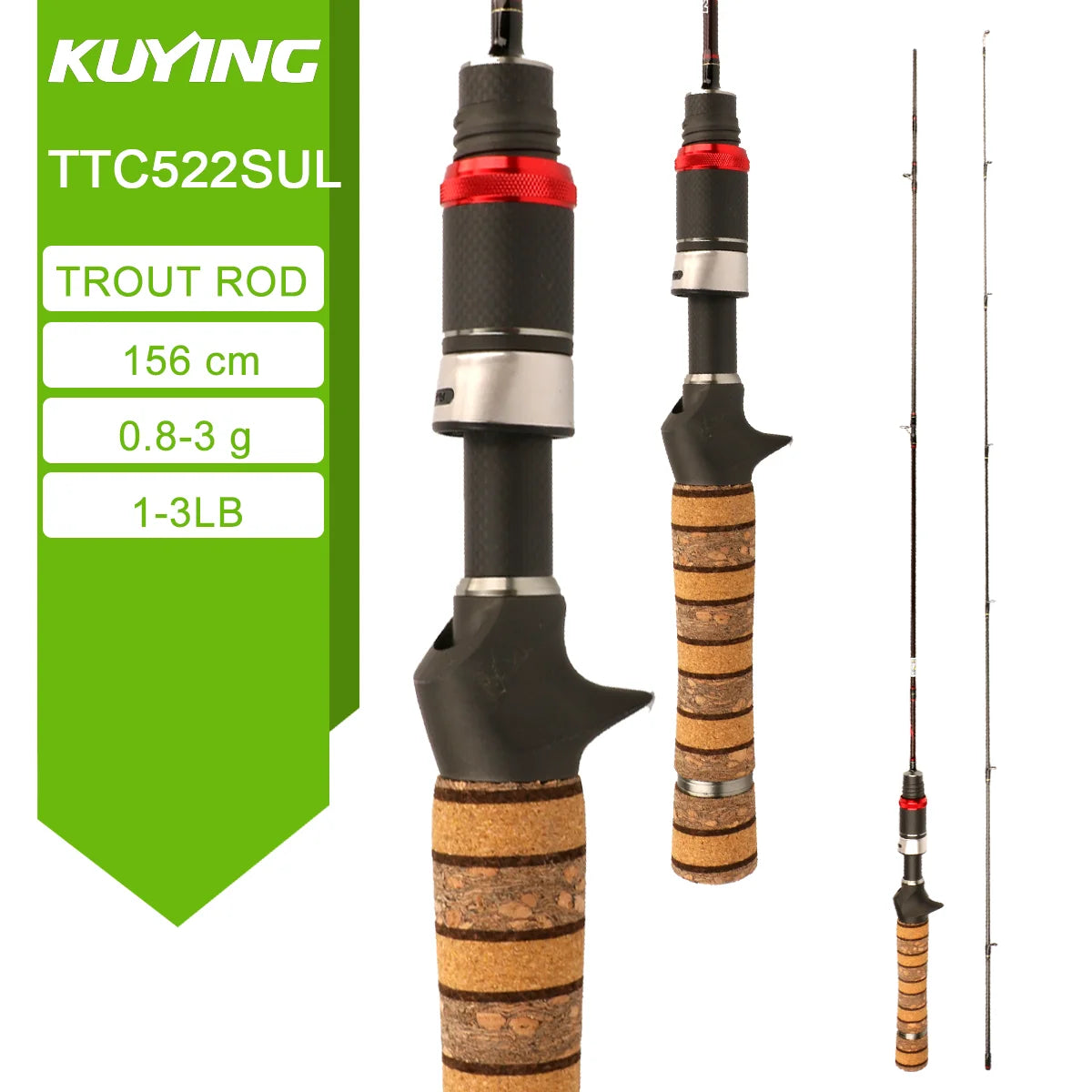 Kuying Teton Spinning Casting Rod BFS Pole Carbon 0.8-8g 1-8lb Fuji Parts