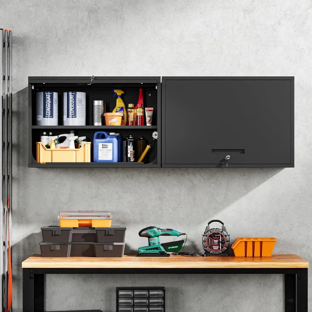 Metal Garage Wall Cabinet with Doors and Shelves, Wall Mounted Metal Storage Cabinet, Floating Garage Tool Cabinet, Customized