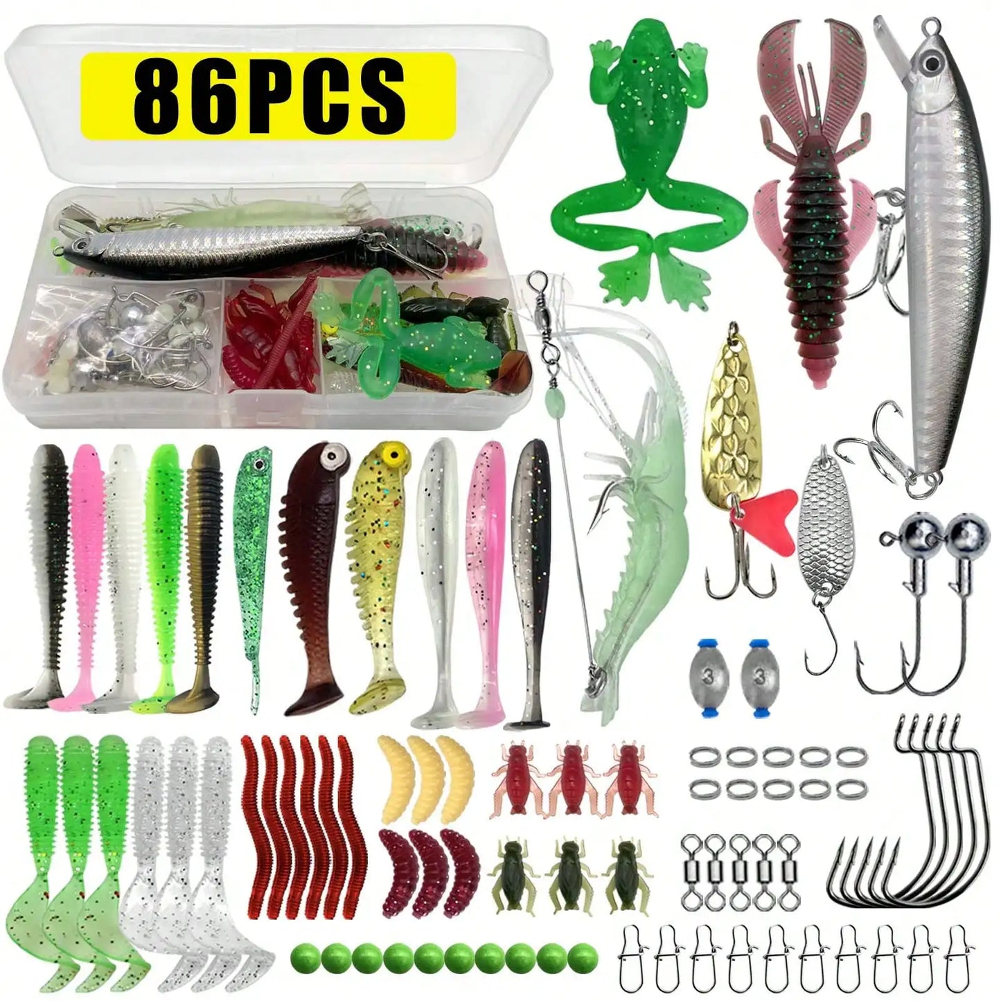 Multi Size Mixed Fishing Lure Set With Tackle Box Kit
