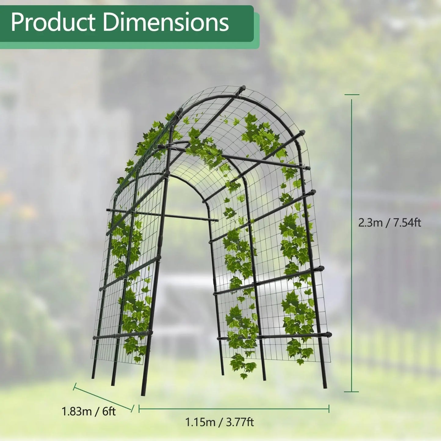 Extra Tall 7.5FT Garden Arch Trellis, 35-45in Adjustable Outdoor Arbor For Climbing Plants, Wedding Party Backdrop Frame