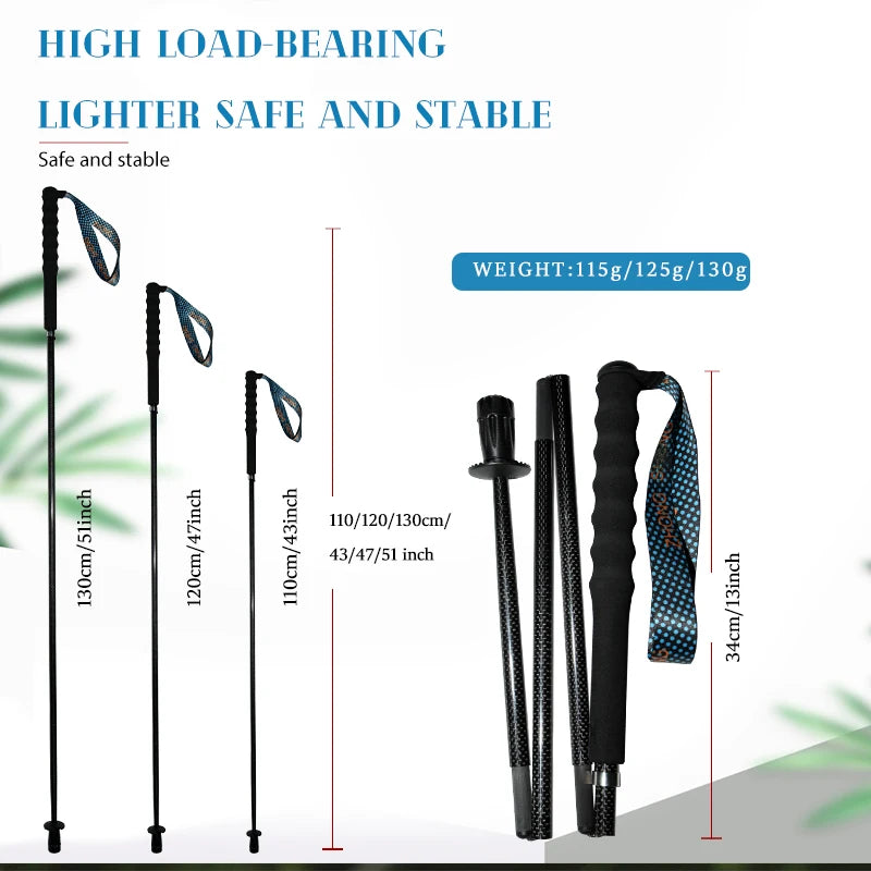 OKHEALING Carbon Fiber Trekking Poles Telescopic Hiking Cane
