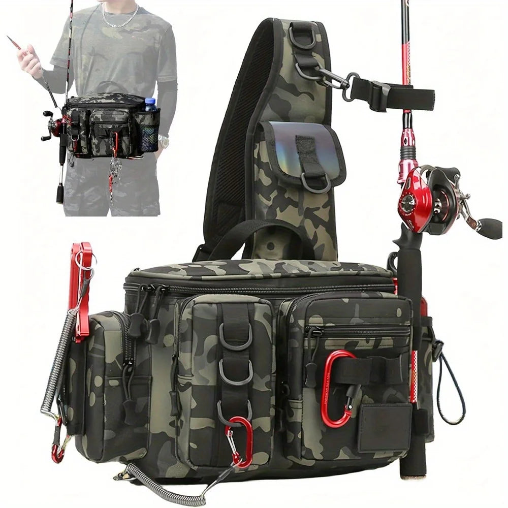 Fishing Tackle Backpack Fishing Waist Bag  Fishing Tackle Shoulder Bag, Ideal for Fishing, Camping, Hiking and More