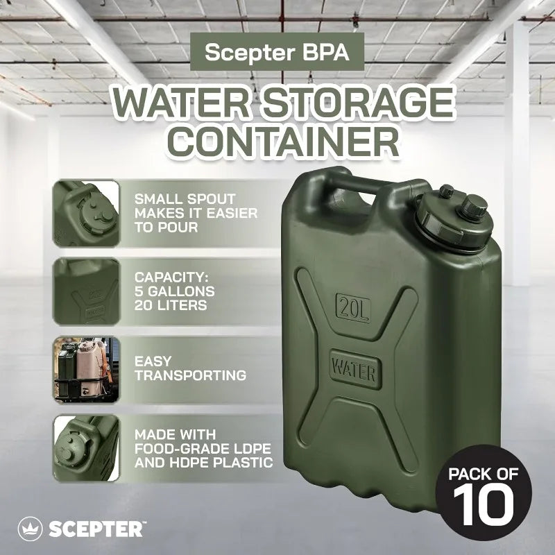5 Pack Portable Military Style Water Container For Camping