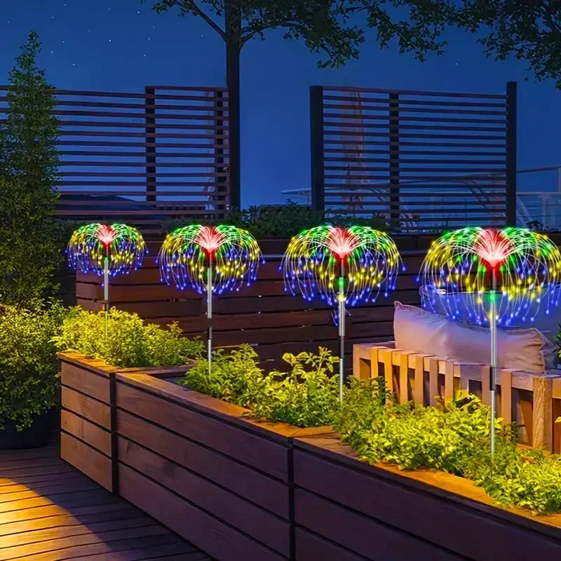 Solar Firework LED Lights 60 LED Outdoor Garden Pathway Waterproof 8 Modes