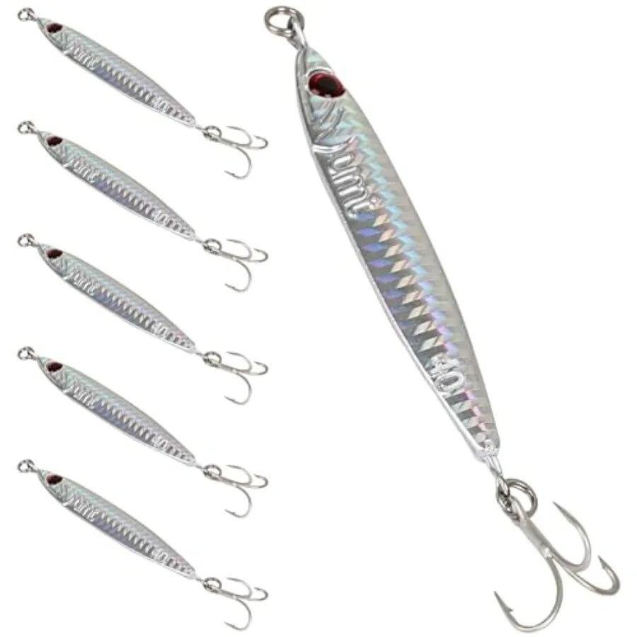 Casting Jigs Set With Super Sharp Treble Hooks For Sea Bass Fluke Porgy Tautog