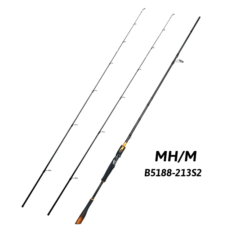 BIUTIFU Spinning Casting Fuji Guide 2 Section Carbon Baitcasting Rod 7 To 80g
