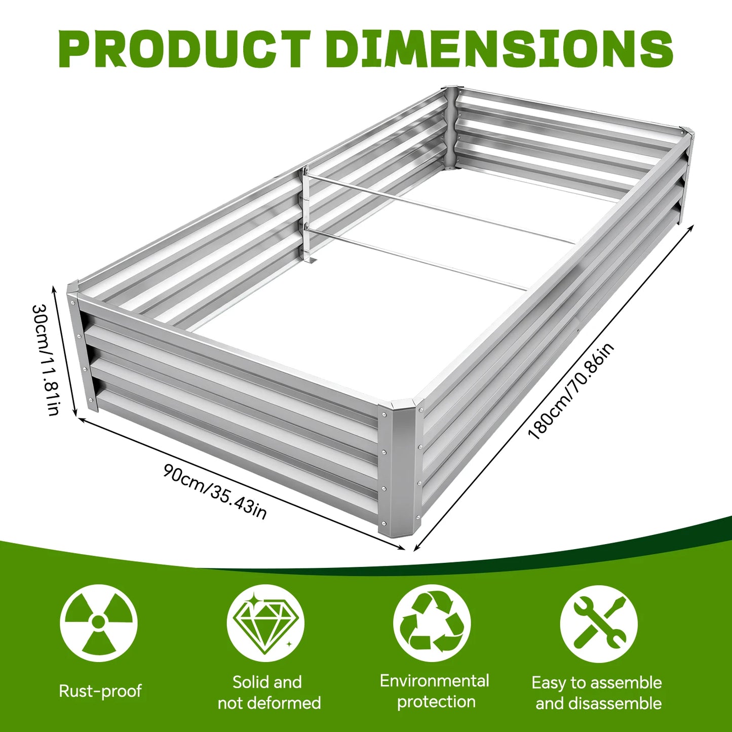 Galvanized Metal Raised Garden Bed Outdoor Planter Box For Vegetables