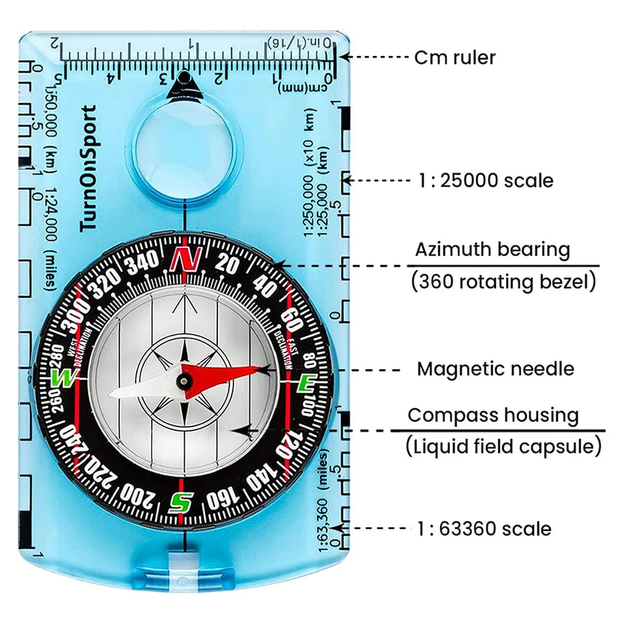 Waterproof Camping Compass for Outdoor Navigation and Map Reading