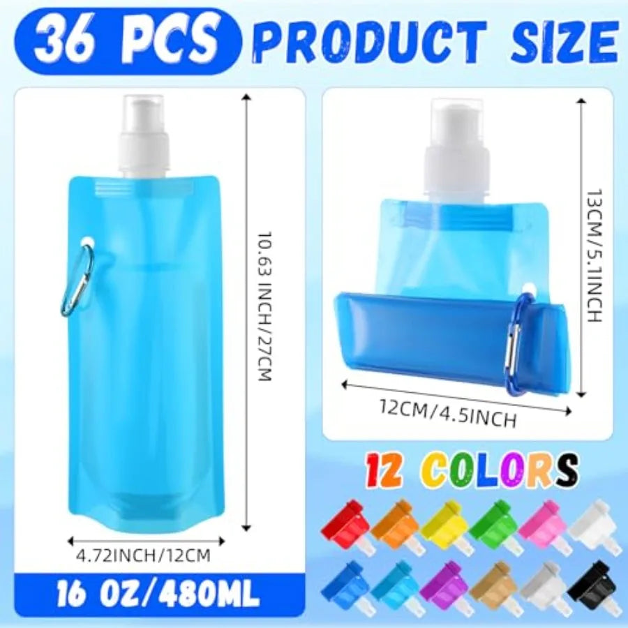 3 Pack Collapsible Water Bottles With Carabiner Leak Proof Reusable