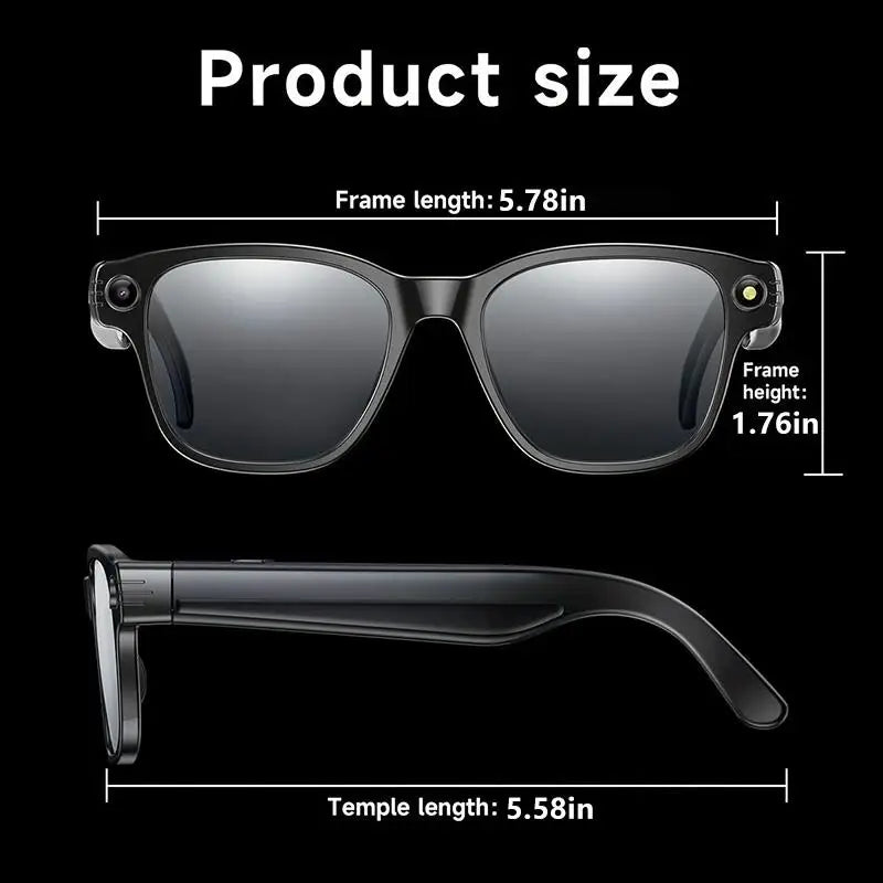 Smart AI Camera Glasses Real Time Translation 1080P Video Bluetooth