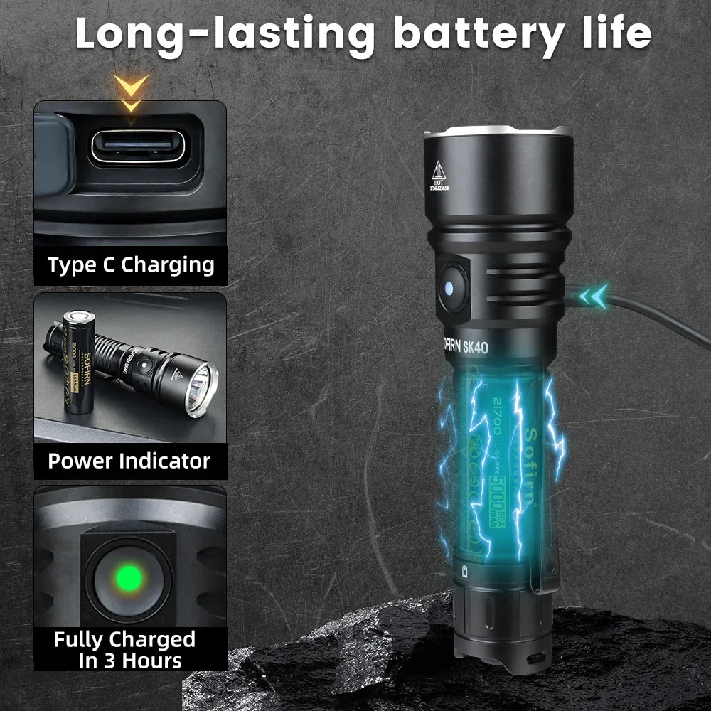 Sofirn SK40 SFT70 LED Tactical Flashlight 3200lm Spotlight