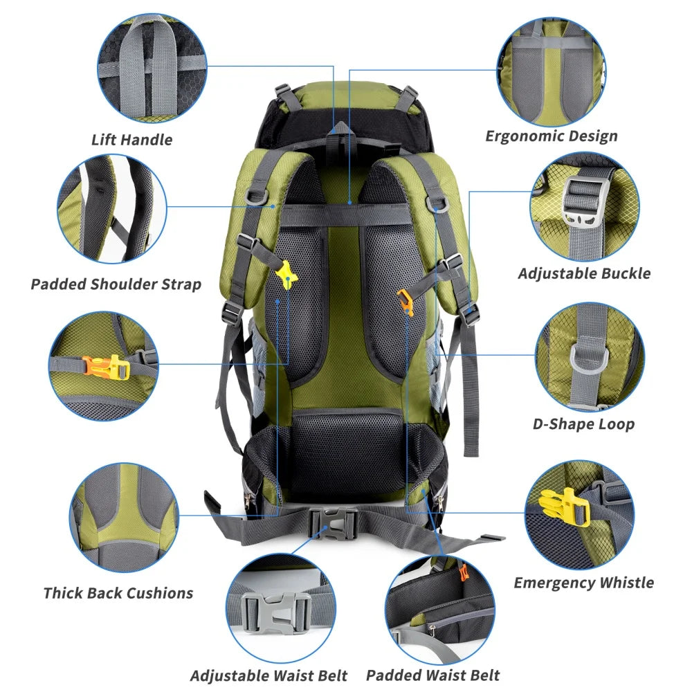 Night Cat Unisex Hiking Backpack Waterproof All Seasons Outdoor Daypack