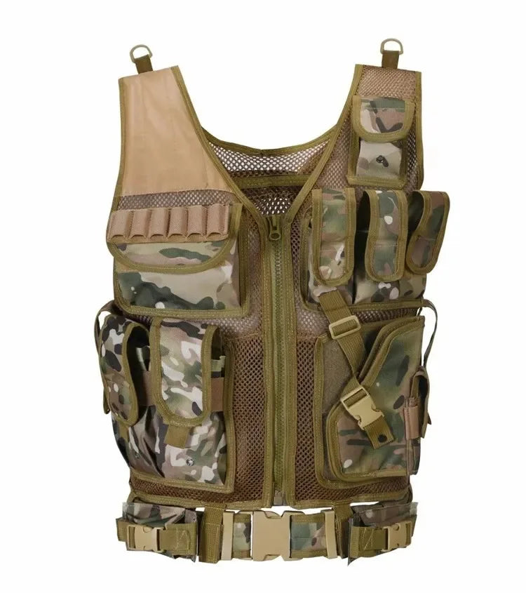 Tactical Molle Vest Adjustable Combat Body Armor For Airsoft