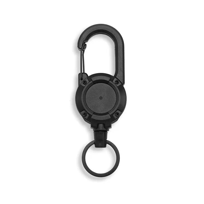 Retractable Heavy Duty Carabiner With Steel Wire Rope Buckle Keyring