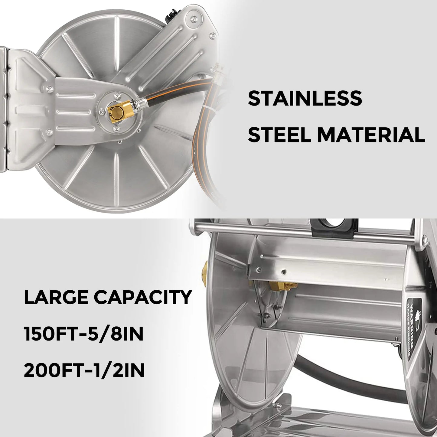 Giraffe Tools Stainless Steel Garden Hose Reel Heavy Duty