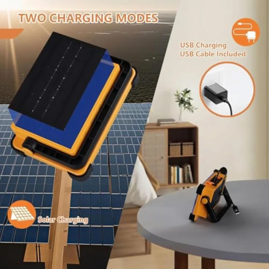 2 Pack Solar Rechargeable Work Light 144 LED 10000LM IP66