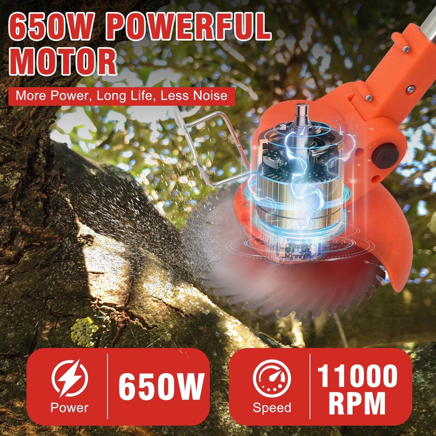 21V Cordless Lawn Mower 3-In-1 Edger And Brush Cutter With 2x2.0Ah Batteries